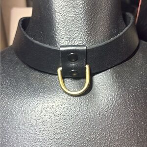 Black Choker Necklace with Gold Accent